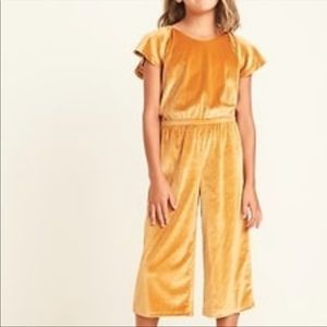 Old Navy velvet romper, gold/mustard, sz L